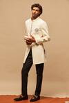 Shop_S&N by Shantnu Nikhil_White Cotton Embroidered Sherwani _Online_at_Aza_Fashions