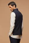 Shop_S&N by Shantnu Nikhil_Blue Poly Blend Pintuck Nehru Jacket _at_Aza_Fashions