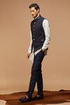 Shop_S&N by Shantnu Nikhil_Blue Poly Blend Pintuck Nehru Jacket_Online_at_Aza_Fashions