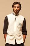 S&N by Shantnu Nikhil_White Cotton Embroidered Nehru Jacket_at_Aza_Fashions