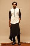 Buy_S&N by Shantnu Nikhil_White Cotton Embroidered Nehru Jacket_Online_at_Aza_Fashions