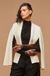 Shop_S&N by Shantnu Nikhil_White Cotton Leather Embellished Cape_Online_at_Aza_Fashions