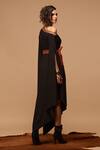 Shop_S&N by Shantnu Nikhil_Black Polyester Blend Off Shoulder Dress_at_Aza_Fashions