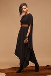 Buy_S&N by Shantnu Nikhil_Black Polyester Blend Off Shoulder Dress_Online_at_Aza_Fashions