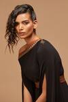 S&N by Shantnu Nikhil_Black Polyester Blend Off Shoulder Dress_at_Aza_Fashions