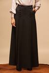 Shop_S&N by Shantnu Nikhil_Black Polyester Blend Flared Maxi Skirt_at_Aza_Fashions