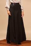 S&N by Shantnu Nikhil_Black Polyester Blend Flared Maxi Skirt_Online_at_Aza_Fashions