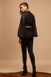 Shop_S&N by Shantnu Nikhil_Black Nylon Colorblock Sim Trousers _at_Aza_Fashions