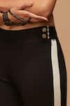 S&N by Shantnu Nikhil_Black Nylon Colorblock Sim Trousers _at_Aza_Fashions