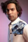 Buy_S&N by Shantnu Nikhil_White Suiting Fabric Embroidered Crest Camo Panelled Kurta _Online_at_Aza_Fashions