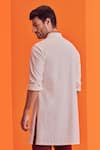 Shop_S&N by Shantnu Nikhil_Off White Poly Blend Textured Short Kurta _at_Aza_Fashions