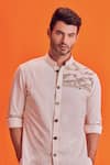 Buy_S&N by Shantnu Nikhil_Off White Poly Blend Textured Short Kurta _Online_at_Aza_Fashions