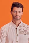 Shop_S&N by Shantnu Nikhil_Off White Poly Blend Textured Short Kurta _Online_at_Aza_Fashions