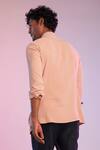 Shop_S&N By Shantnu Nikhil_Pink Poly Blend Thread Cowl Drape Short Kurta_at_Aza_Fashions