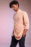 Buy_S&N By Shantnu Nikhil_Pink Poly Blend Thread Cowl Drape Short Kurta_Online_at_Aza_Fashions