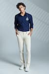 Buy_S&N by Shantnu Nikhil_Blue Terylene Embroidery Thread Slim Fit Shirt_at_Aza_Fashions