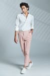 S&N By Shantnu Nikhil_White Suiting Fabric Thread Slim Fit Shirt _Online_at_Aza_Fashions