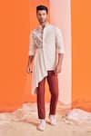 Buy S&N By Shantnu Nikhil Off White Cotton, Poly Blend Lace Work Textured Draped Kurta at Aza Fashions Buy_S&N By Shantnu Nikhil_Off White Cotton, Poly Blend Lace Work Textured Draped Kurta_at_Aza_Fashions