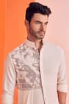 Buy S&N By Shantnu Nikhil Off White Cotton, Poly Blend Lace Work Textured Draped Kurta Online at Aza Fashions Buy_S&N By Shantnu Nikhil_Off White Cotton, Poly Blend Lace Work Textured Draped Kurta_Online_at_Aza_Fashions