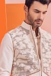 Buy_S&N By Shantnu Nikhil_Off White Cotton, Wool, Viscose, Poly Blend, Faux Embroidered Textured Waistcoat_Online_at_Aza_Fashions