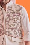 Shop_S&N By Shantnu Nikhil_Off White Cotton, Wool, Viscose, Poly Blend, Faux Embroidered Textured Waistcoat_Online_at_Aza_Fashions