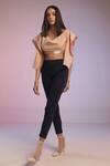 Buy_S&N by Shantnu Nikhil_Pink Poly Blend V Neck Draped Sleeve Crop Top _Online_at_Aza_Fashions