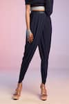 Shop_S&N by Shantnu Nikhil_Blue Sandwash Plain Overlap Draped Pant _at_Aza_Fashions