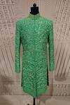 Shantnu Nikhil_Green Organza Embroidered Sherwani _Online_at_Aza_Fashions