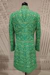 Shop_Shantnu Nikhil_Green Organza Embroidered Sherwani _at_Aza_Fashions