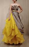 Buy_Shantnu Nikhil_Yellow Layered Organza Gown_Online_at_Aza_Fashions