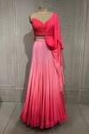 Shantnu Nikhil_Pink Chiffon Embroidered Lehenga Set_Online_at_Aza_Fashions