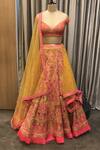 Shop_Shantnu Nikhil_Yellow Organza Embroidered Lehenga Set_at_Aza_Fashions