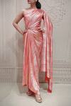 Buy_Shantnu Nikhil_Pink Metallic Saree Gown_at_Aza_Fashions