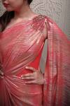Shantnu Nikhil_Pink Metallic Saree Gown_Online_at_Aza_Fashions