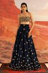 Buy_Shivan & Narresh_Blue Italian Jersey Floral Embroidered Bustier_Online_at_Aza_Fashions