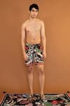 Shivan & Narresh_Black Sheeter 100% Polyester Printed Botan Eye Shorts _Online_at_Aza_Fashions