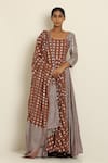 Buy Seema Nanda Brown Cotton Mul V Neck Printed Anarkali With Dupatta at Aza Fashions Buy_Seema Nanda_Brown Cotton Mul V Neck Printed Anarkali With Dupatta _at_Aza_Fashions