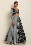 Seema Nanda_Black Cotton Mul V Neck Printed Lehenga Set _Online_at_Aza_Fashions