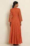 Shop_Seema Nanda_Orange Cotton Mul V Neck Printed Angrakha  _at_Aza_Fashions