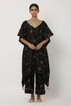 Buy_Seema Nanda_Black Chanderi Silk, Lining Cotton Mul Gota Pati Embroidered Kaftan And Pant Set_at_Aza_Fashions