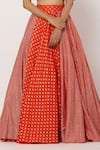 Seema Nanda_Red Chanderi Silk Printed Floral And Striped Motifs Round Lehnga Set  _at_Aza_Fashions