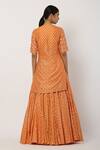 Shop_Seema Nanda_Orange Chanderi Silk Printed V Neck Kurta Lehenga Set _at_Aza_Fashions