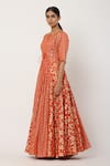 Shop Seema Nanda Orange , Lining Floral Motifs Round Anarkali With Dupatta Online at Aza Fashions Shop_Seema Nanda_Orange , Lining Floral Motifs Round Anarkali With Dupatta _Online_at_Aza_Fashions