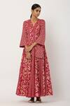 Shop Seema Nanda Pink , Lining V Neck Printed Angarkha Set Online at Aza Fashions Shop_Seema Nanda_Pink , Lining V Neck Printed Angarkha Set _Online_at_Aza_Fashions