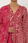 Seema Nanda Pink , Lining V Neck Printed Angarkha Set at Aza Fashions Seema Nanda_Pink , Lining V Neck Printed Angarkha Set _at_Aza_Fashions