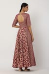 Shop_Seema Nanda_Purple Cotton Mul Printed U Neck Anarkali Set _at_Aza_Fashions