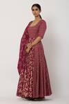 Seema Nanda_Purple Cotton Mul Printed U Neck Anarkali Set _Online_at_Aza_Fashions