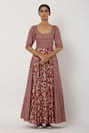 Shop_Seema Nanda_Purple Cotton Mul Printed U Neck Anarkali Set _Online_at_Aza_Fashions