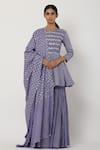 Buy Seema Nanda Purple , Lining Striped Motif Round Peplum Sharara Set at Aza Fashions Buy_Seema Nanda_Purple , Lining Striped Motif Round Peplum Sharara Set _at_Aza_Fashions