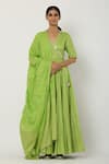 Shop Seema Nanda Green , Lining V Neck Overlap Anarkali Set Online at Aza Fashions Shop_Seema Nanda_Green , Lining V Neck Overlap Anarkali Set _Online_at_Aza_Fashions
